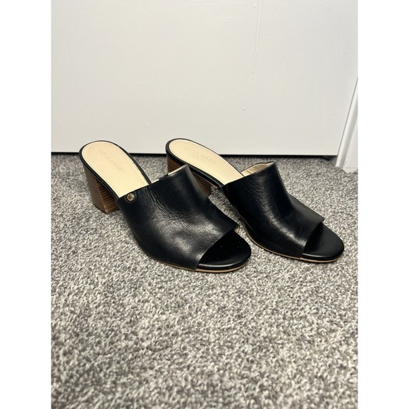 Cole Haan Daina Stacked Chunky Heel Mules Open Toes Leather Casual Modern Size 7 - Picture 4 of 12